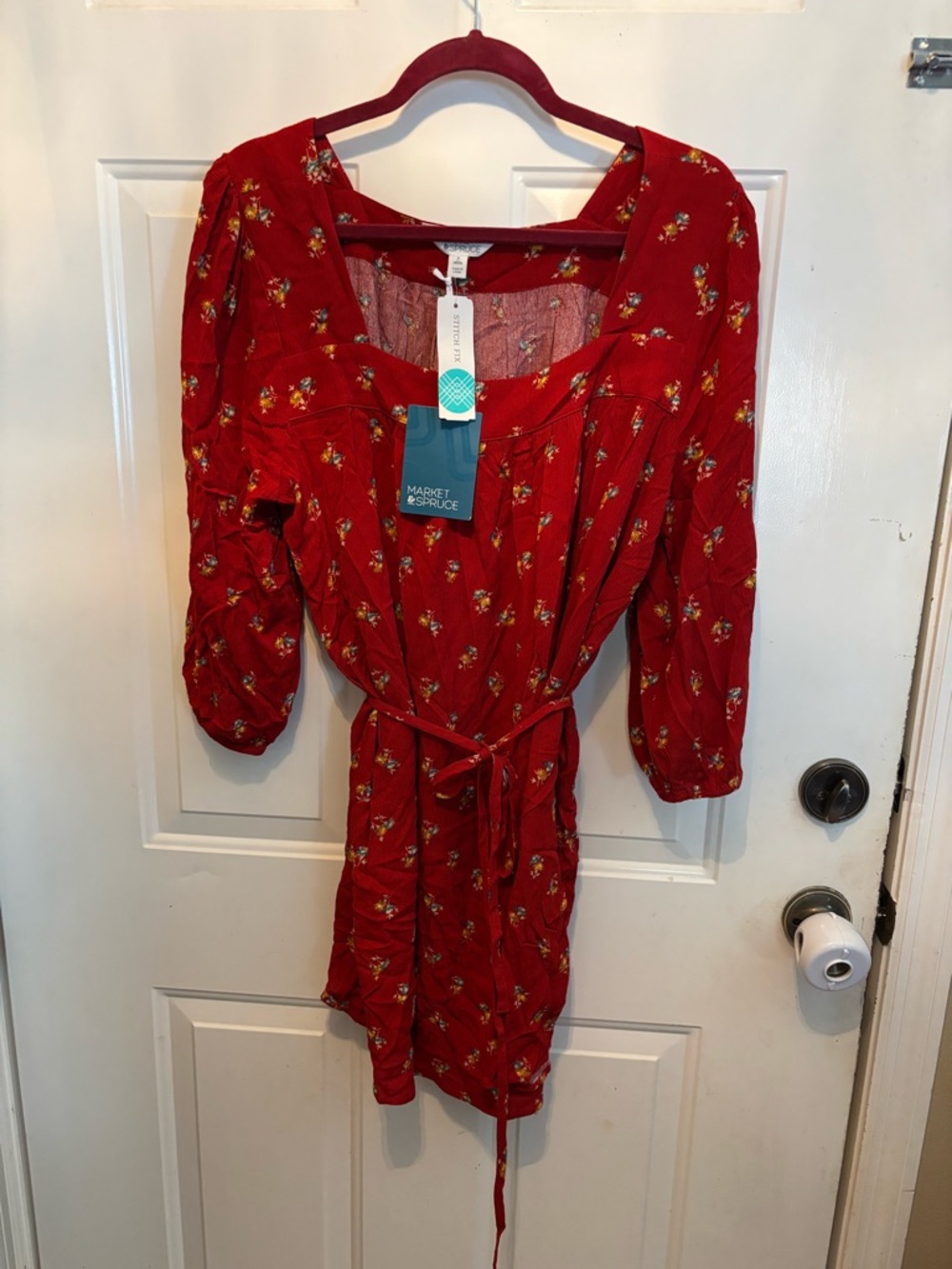 Market & Spruce Red Floral Mini Dress